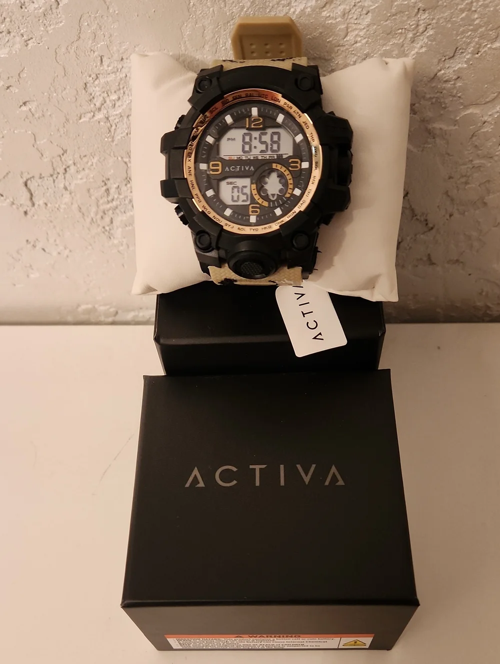 Activa  Dual-Display Sport Watch in Tan and Black
